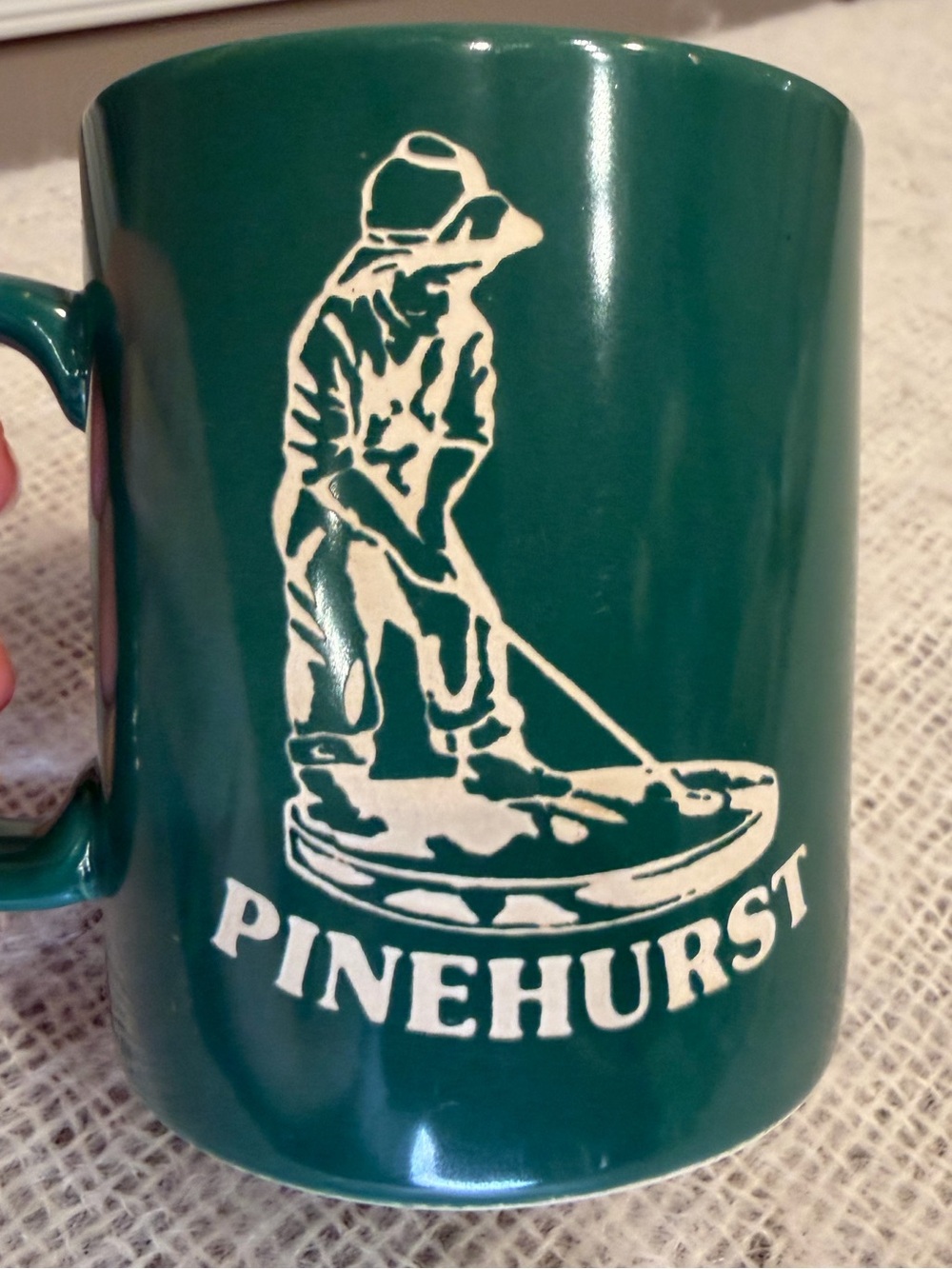 Pinehurst Resort Putter boy ceramic Coffee Mug.  Vintage /Green.